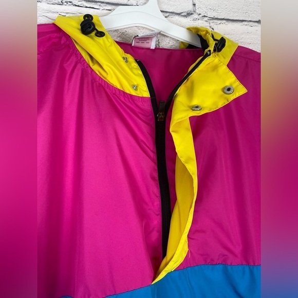 Elbowgrease Oversized Colorblock Y2K Pink & Blue Hooded Windbreaker size XL - Picture 5 of 7